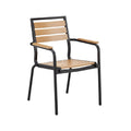 Modern Outdoor Chair with Metal Frame and Wooden Slats