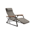 Adjustable Outdoor Recliner Chair with Woven Fabric and Wooden Accents