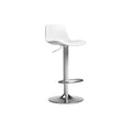 Modern Adjustable White Bar Stool with Chrome Base