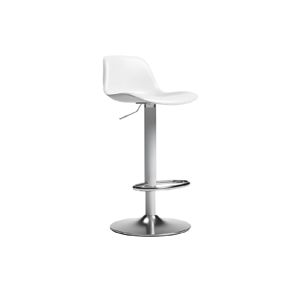 Modern Adjustable White Bar Stool with Chrome Base